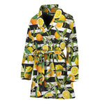Orange And Lemon Striped Pattern Print Women's Bathrobe