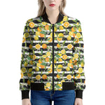 Orange And Lemon Striped Pattern Print Women's Bomber Jacket