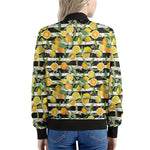 Orange And Lemon Striped Pattern Print Women's Bomber Jacket