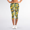 Orange And Lemon Striped Pattern Print Women's Capri Leggings