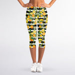 Orange And Lemon Striped Pattern Print Women's Capri Leggings