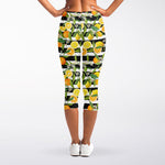 Orange And Lemon Striped Pattern Print Women's Capri Leggings