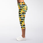 Orange And Lemon Striped Pattern Print Women's Capri Leggings