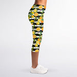 Orange And Lemon Striped Pattern Print Women's Capri Leggings