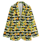 Orange And Lemon Striped Pattern Print Women's Cotton Blazer
