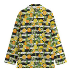Orange And Lemon Striped Pattern Print Women's Cotton Blazer