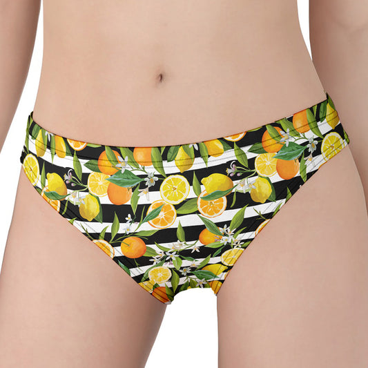 Orange And Lemon Striped Pattern Print Women's Panties