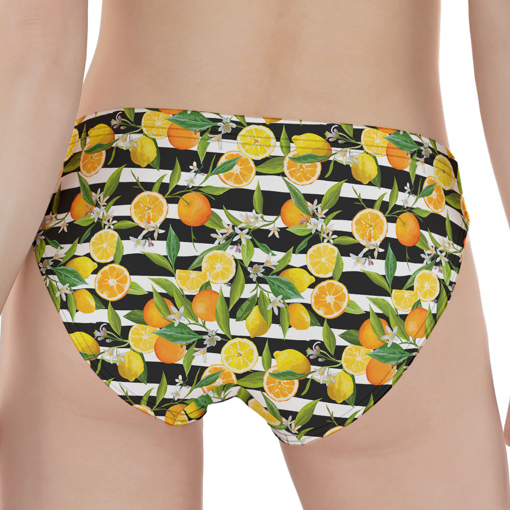 Orange And Lemon Striped Pattern Print Women's Panties