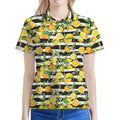 Orange And Lemon Striped Pattern Print Women's Polo Shirt