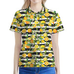 Orange And Lemon Striped Pattern Print Women's Polo Shirt