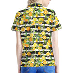 Orange And Lemon Striped Pattern Print Women's Polo Shirt