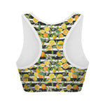 Orange And Lemon Striped Pattern Print Women's Sports Bra