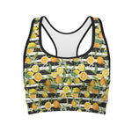 Orange And Lemon Striped Pattern Print Women's Sports Bra