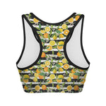 Orange And Lemon Striped Pattern Print Women's Sports Bra