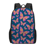 Orange And Purple Butterfly Print 17 Inch Backpack
