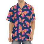Orange And Purple Butterfly Print Aloha Shirt
