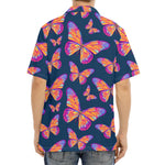 Orange And Purple Butterfly Print Aloha Shirt