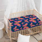 Orange And Purple Butterfly Print Baby Crib Sheet