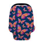 Orange And Purple Butterfly Print Baby Seat Cover