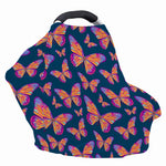 Orange And Purple Butterfly Print Baby Seat Cover