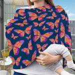 Orange And Purple Butterfly Print Baby Seat Cover