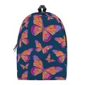 Orange And Purple Butterfly Print School Backpack