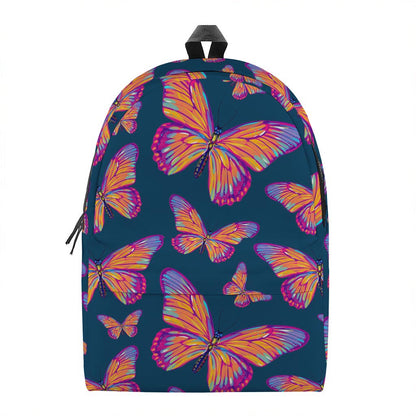 Orange And Purple Butterfly Print Backpack