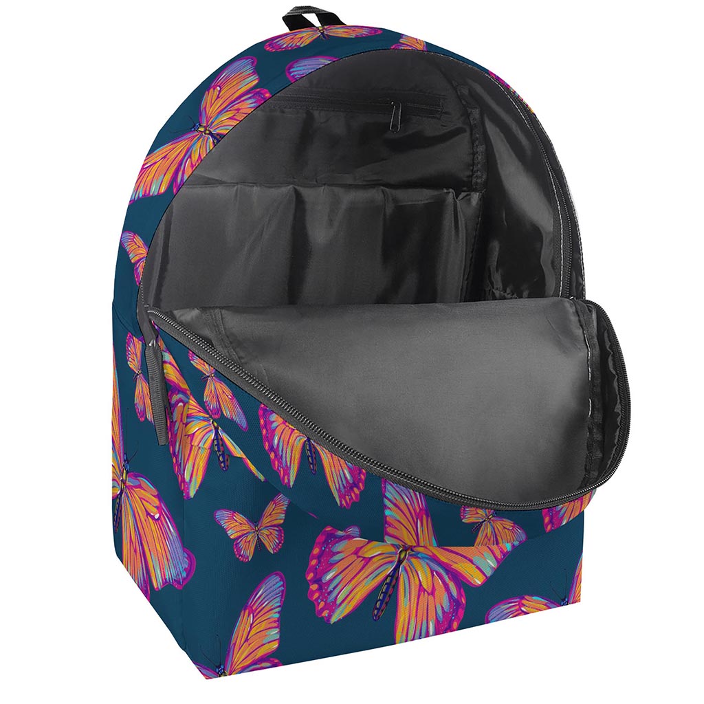 Orange And Purple Butterfly Print Backpack