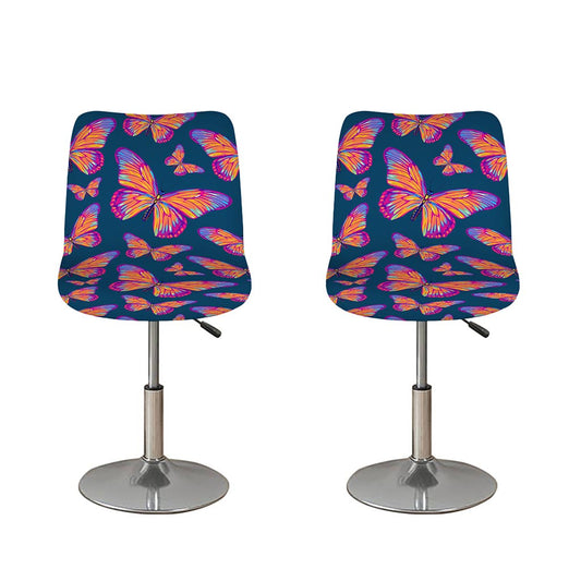 Orange And Purple Butterfly Print Bar Stool Covers