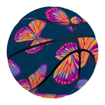 Orange And Purple Butterfly Print Basketball