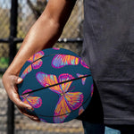 Orange And Purple Butterfly Print Basketball