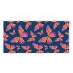 Orange And Purple Butterfly Print Beach Towel