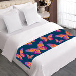 Orange And Purple Butterfly Print Bed Runner