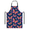 Orange And Purple Butterfly Print Bib Apron With Pocket