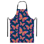 Orange And Purple Butterfly Print Bib Apron With Pocket