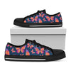 Orange And Purple Butterfly Print Black Low Top Sneakers