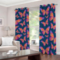 Orange And Purple Butterfly Print Dimout Grommet Curtains