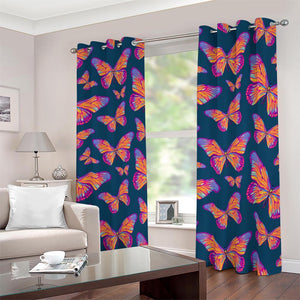 Orange And Purple Butterfly Print Blackout Grommet Curtains