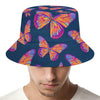 Orange And Purple Butterfly Print Bucket Hat