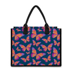 Orange And Purple Butterfly Print Canvas Tote Bag