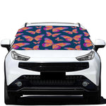 Orange And Purple Butterfly Print Car Windshield Snow Cover