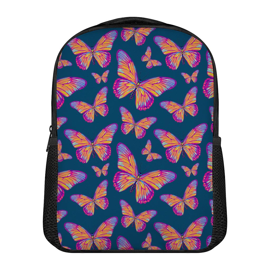 Orange And Purple Butterfly Print Casual Backpack