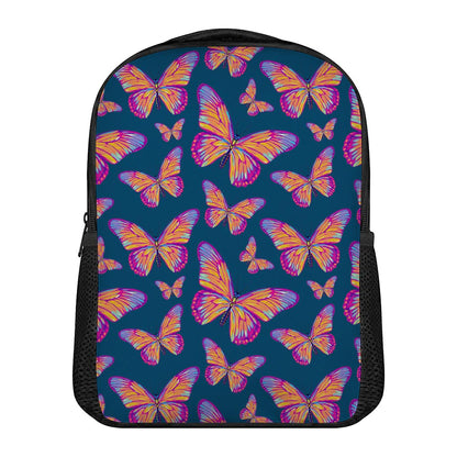 Orange And Purple Butterfly Print Casual Backpack