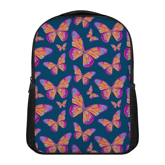 Orange And Purple Butterfly Print Casual Backpack