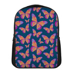 Orange And Purple Butterfly Print Casual Backpack