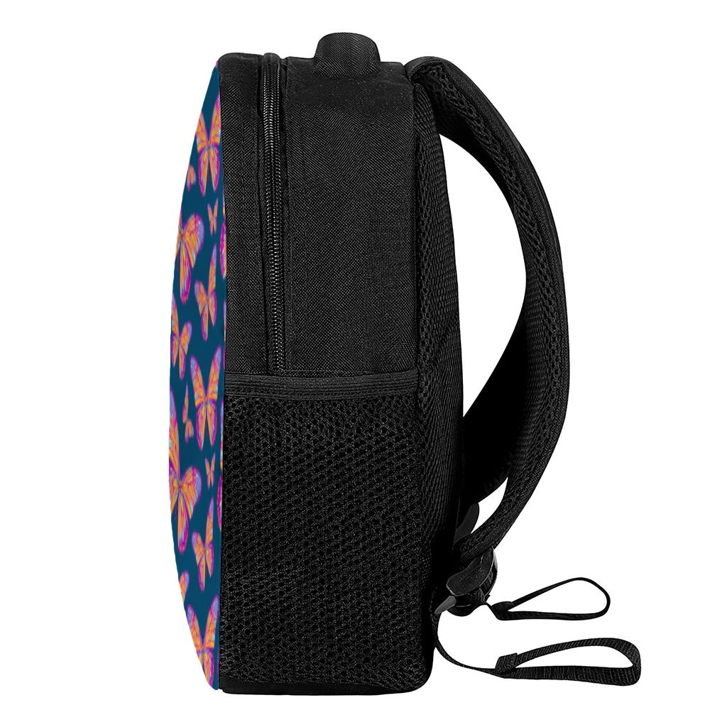 Orange And Purple Butterfly Print Casual Backpack
