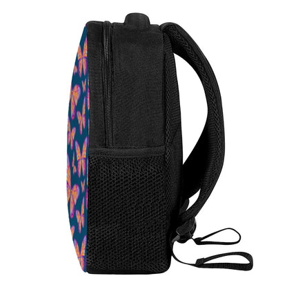 Orange And Purple Butterfly Print Casual Backpack