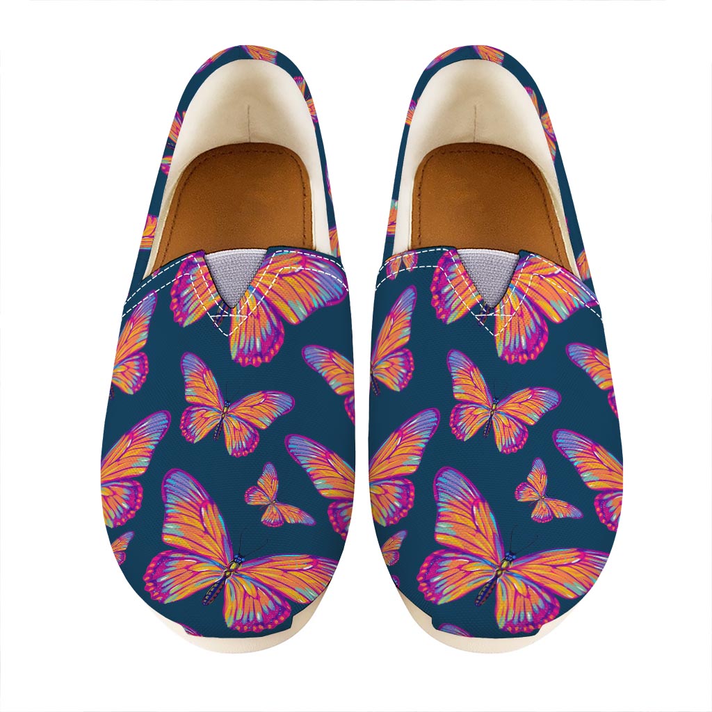 Orange And Purple Butterfly Print Casual Shoes