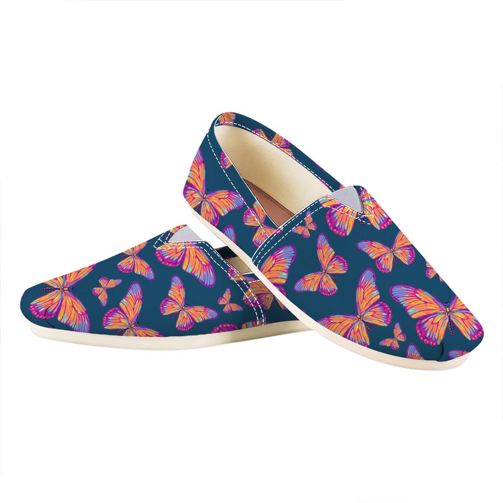 Orange And Purple Butterfly Print Casual Shoes