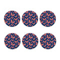 Orange And Purple Butterfly Print Coaster Set